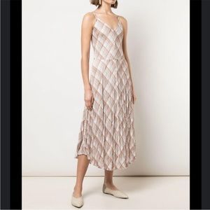 Vince Plaid Satin Midi Slip Dress